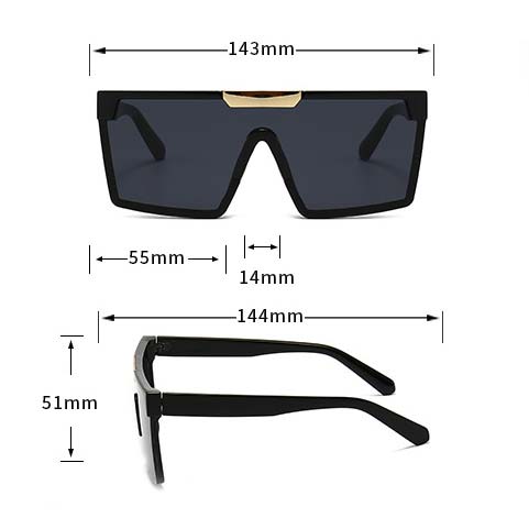 Black Oversized Large Frame Square Sunglasses