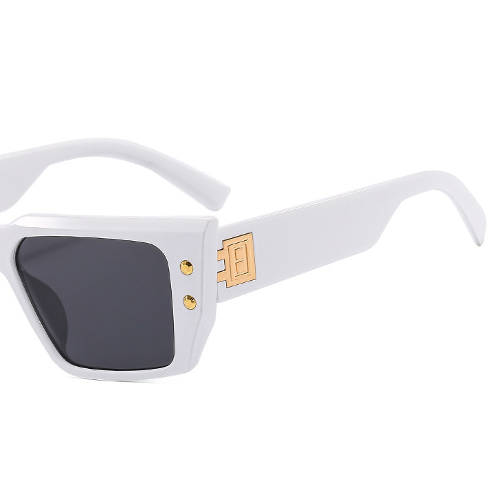 White Cat Eye Rivet Detail Sunglasses