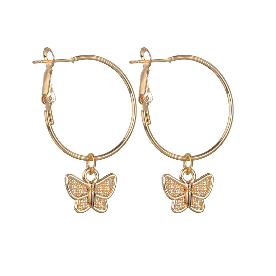 Metal Detail Animal Prints Gold Butterfly Earrings