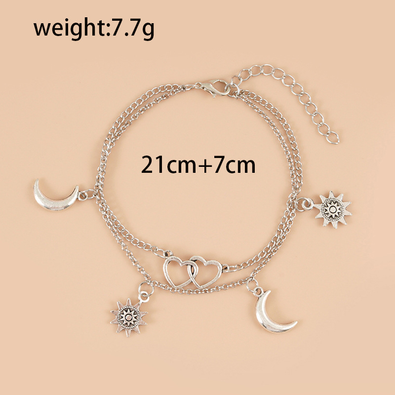 Metal Detail Silver Heart Anklet Set | picture 