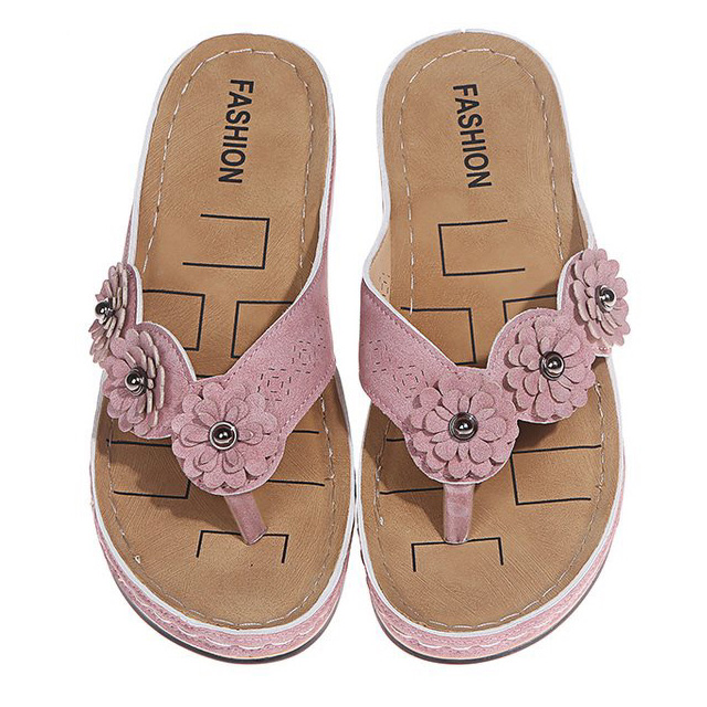 Pink Open Toe Low Heel Flip Flops | picture 