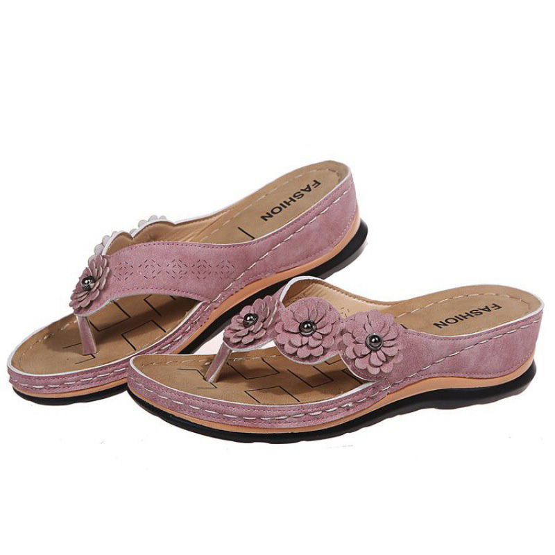 Pink Open Toe Low Heel Flip Flops | picture 