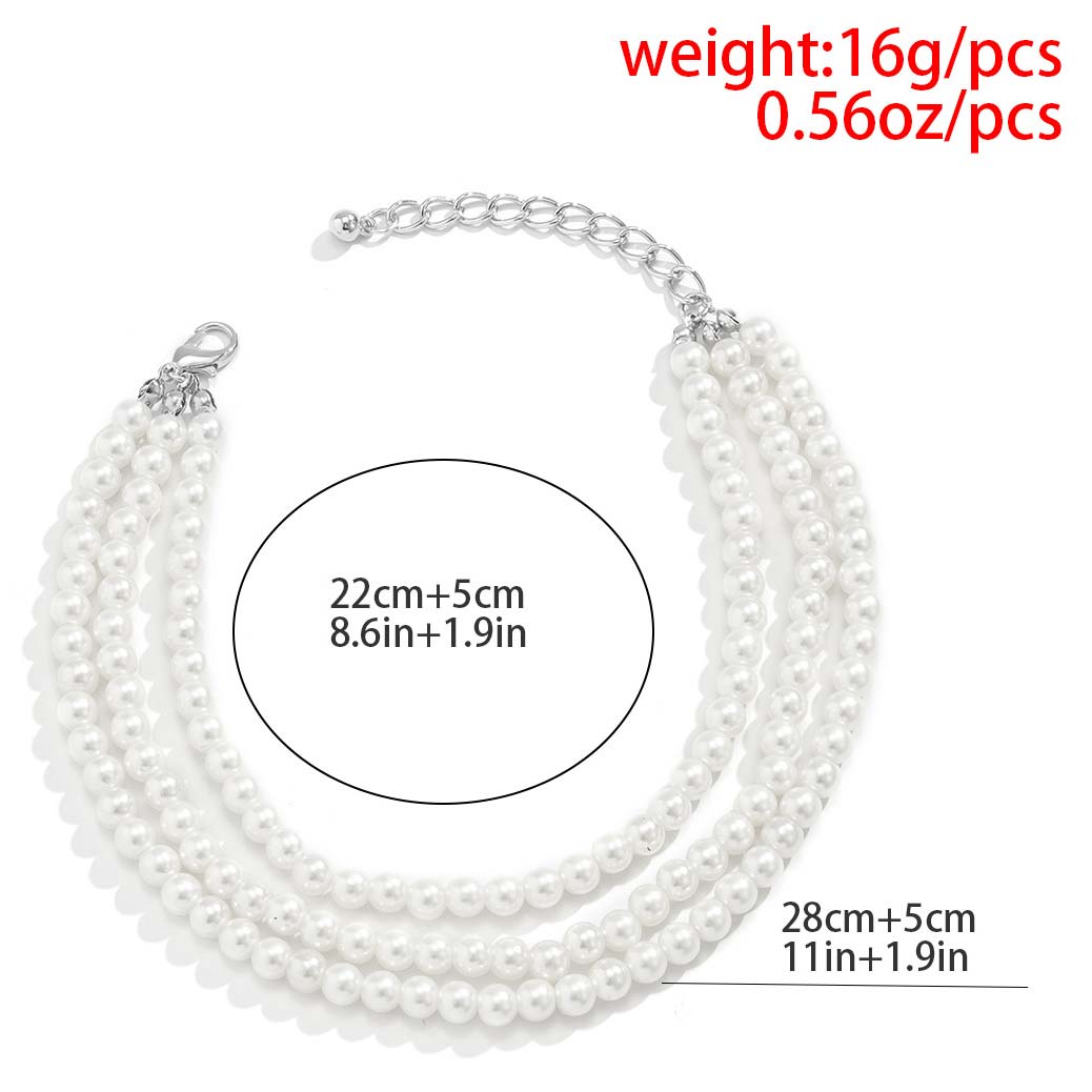 White Pearl Detail Layered Design Anklet