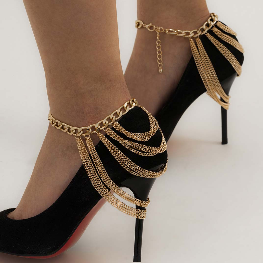 Gold Chain Design Layered Detail Anklet | picture 