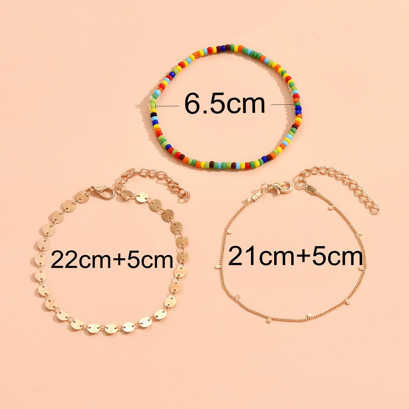 Golden Round Layered Beads Anklet Set