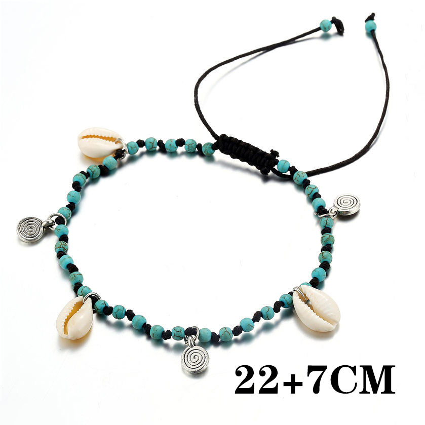 Blue Conch Detail Beads Design Anklet