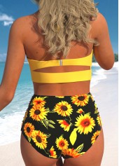 High Waist Halter Cutout Back Printed Bikini Set | thumb picture 