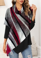 Geometric Print Asymmetric Hem 3/4 Sleeve Sweatshirt | thumb picture 