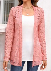 Pink Long Sleeve Scoop Neck Cardigan and Tank Top | thumb picture 