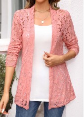 Pink Long Sleeve Scoop Neck Cardigan and Tank Top