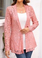 Pink Long Sleeve Scoop Neck Cardigan and Tank Top | thumb picture 