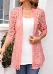Pink Long Sleeve Scoop Neck Cardigan and Tank Top | thumb picture 