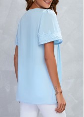 Light Blue Lace Half Sleeve Square Neck Blouse | thumb picture 