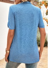 Blue Geometric Print Half Sleeve Fake Two Piece Twinset | thumb picture 