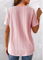 Pink Twisted Short Sleeve V Neck T Shirt
