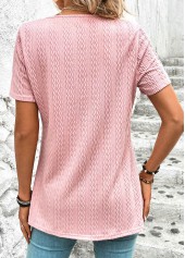 Pink Twisted Short Sleeve V Neck T Shirt