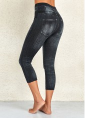 Black High Waisted Skinny Capri Leggings | thumb picture 