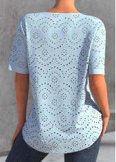 Light Blue Split Short Sleeve Blouse | thumb picture 