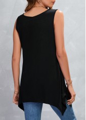 Black Handkerchief Hem Scoop Neck Tank Top | thumb picture 