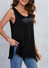 Black Handkerchief Hem Scoop Neck Tank Top | thumb picture 