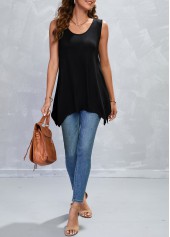 Black Handkerchief Hem Scoop Neck Tank Top | thumb picture 