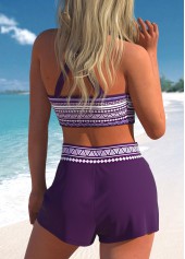 Metal Ring Tribal Print Purple Bikini Top | thumb picture 