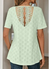 Light Green Lace Short Sleeve T Shirt