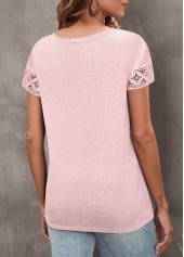 Light Pink Lace Short Sleeve Round Neck T Shirt | thumb picture 