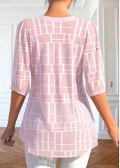 Light Pink Button 3/4 Sleeve Split Neck Blouse | thumb picture 