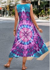 Purple Handkerchief Hem Tie Dye Print Dress | thumb picture 