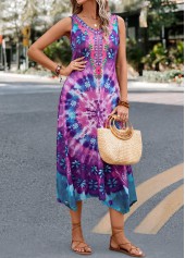 Purple Handkerchief Hem Tie Dye Print Dress | thumb picture 