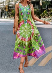 Green Handkerchief Hem Tie Dye Print Dress | thumb picture 