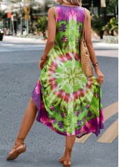 Green Handkerchief Hem Tie Dye Print Dress | thumb picture 