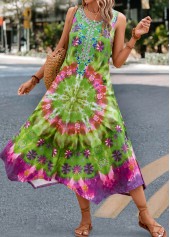 Green Handkerchief Hem Tie Dye Print Dress | thumb picture 