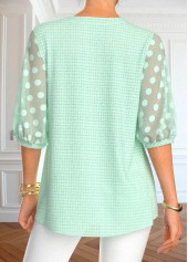 Mint Green Mesh Half Sleeve Round Neck Blouse | thumb picture 
