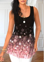 Light Pink Floral Print Cardigan and Tank Top | thumb picture 