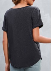 Dark Grey Button Short Sleeve T Shirt | thumb picture 