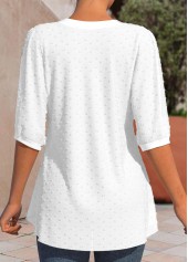 White Lace 3/4 Sleeve Split Neck Blouse | thumb picture 