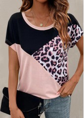 Light Pink Leopard Short Sleeve T Shirt