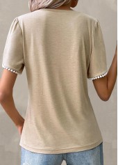 Light Camel Patchwork Short Sleeve T Shirt