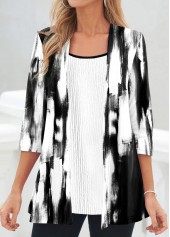 Black Fake 2in1 Tie Dye Print T Shirt | thumb picture 