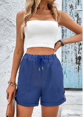 Navy Pocket Drawastring High Waisted Shorts | thumb picture 