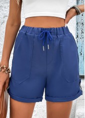 Navy Pocket Drawastring High Waisted Shorts