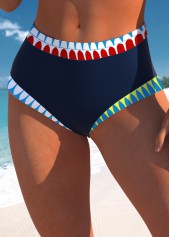Mid Waisted African Tribal Print Navy Bikini Bottom | thumb picture 
