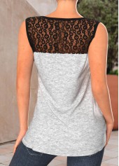Light Grey Marl Lace Sleeveless Tank Top | thumb picture 
