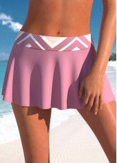 Mid Waisted Geometric Print Pink Pantskirt