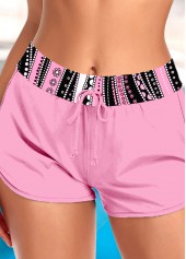 Plus Size Mid Waisted Pink Swim Shorts