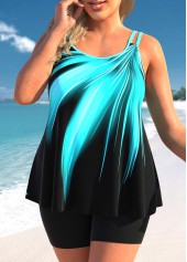 Ombre Cyan Double Straps Tankini Top-No Bottom | picture 4