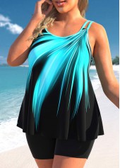 Ombre Cyan Double Straps Tankini Top-No Bottom | picture 6
