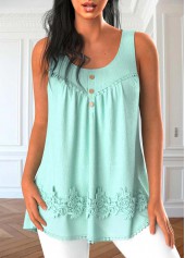 Mint Green Patchwork Scoop Neck Tank Top